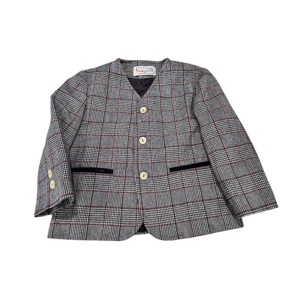 Vintage Toddler boys Plaid Wool Jacket blazer Button‎ Up Size 4TB IMP
